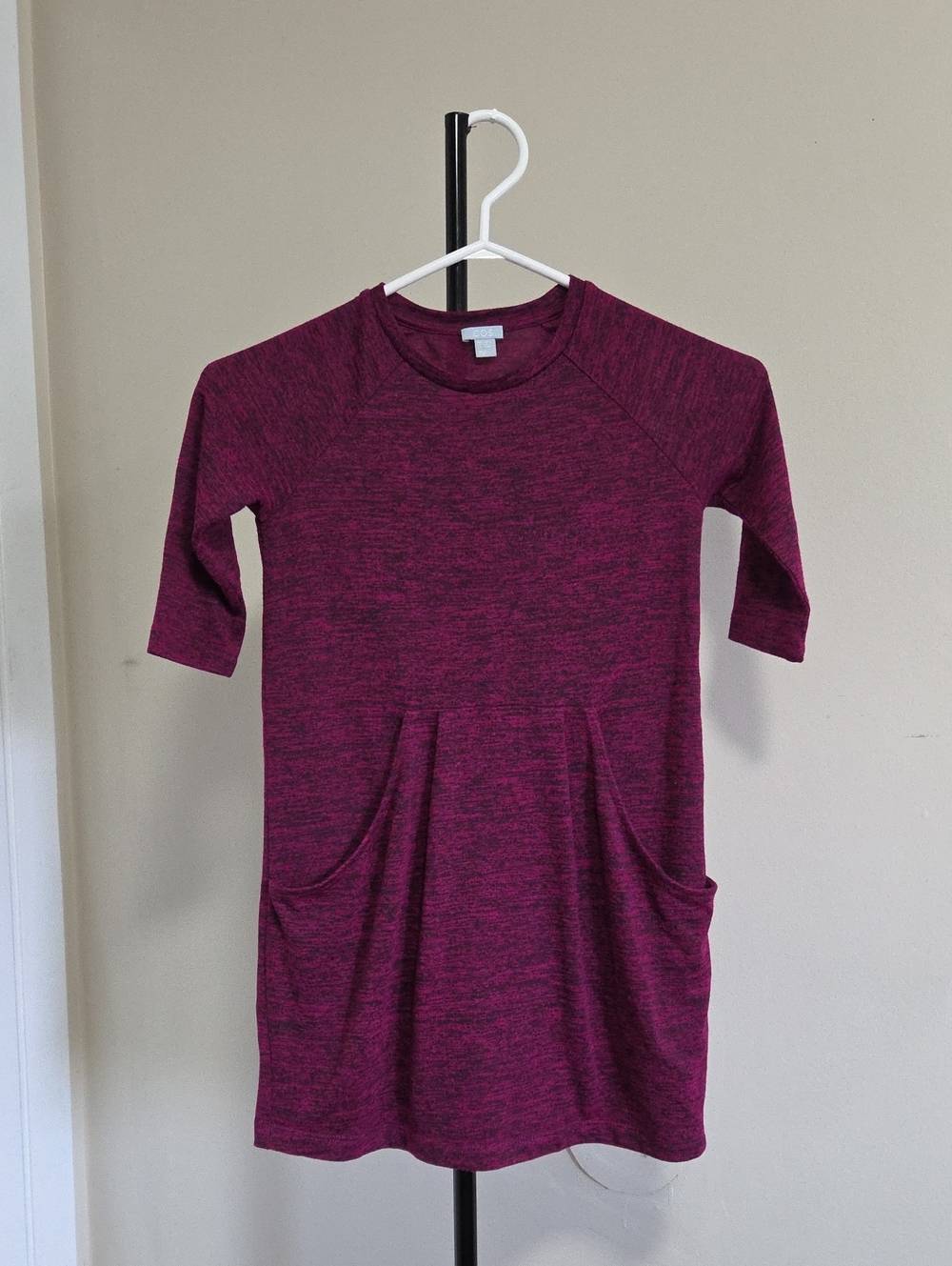 COS Heathered Plum Short-Sleeve Pocket Knit Dress